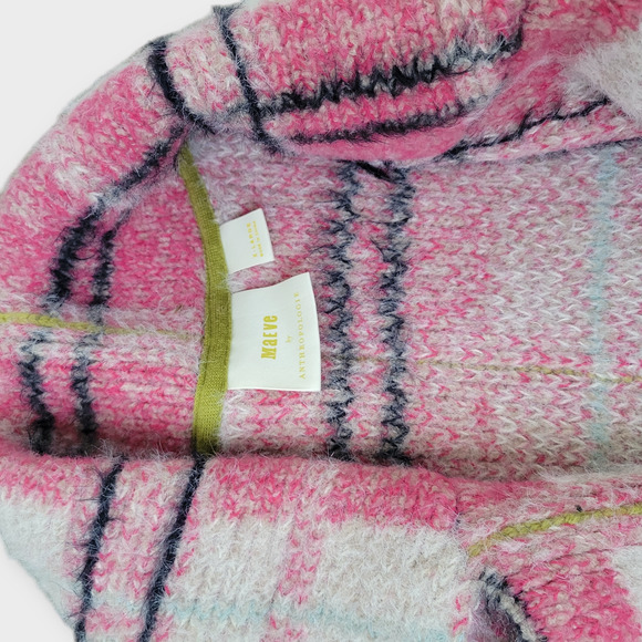Anthropologie Maeve Aurelia Pink Alpaca/Wool Blend Fuzzy Oversize Jacket Size XL - Picture 6 of 11